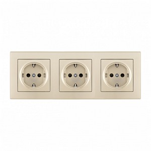 Розетка с заземлением и со шторкой SET06-3 SET06-3-40-1x3 shampan