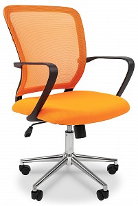 Кресло офисное 698 хром, оранжевый, сетка, текстиль