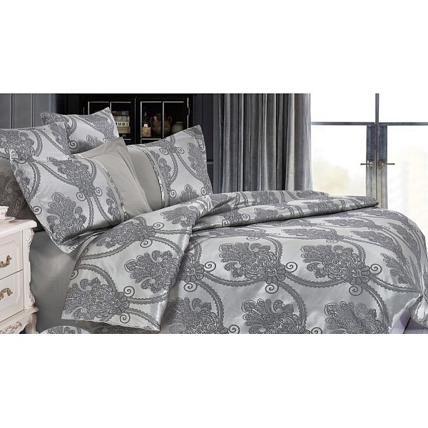 

Комплект двуспальный Satin jacquard, Бежевый;серый, Satin jacquard