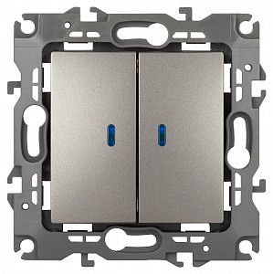Выключатель двухклавишный с подсветкой без рамки Эра 12 12-1105-16 Выключатель двухклавишный с подсветкой без рамки Эра 12 12-1105-16