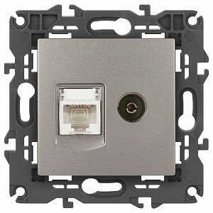 ТВ-розетка и розетка Ethernet RJ-45 без рамки Эра Elegance 14-3110-16