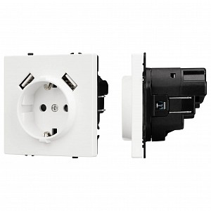 Розетка с заземлением и 2хUSB type A, без рамки SCT 054288 Розетка с заземлением и 2хUSB type A, без рамки SCT 054288