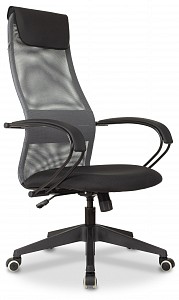 Кресло руководителя CH-607, темно-серый, черный, сетка, ткань, экокожа