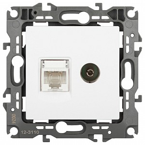 ТВ-розетка и розетка Ethernet RJ-45 без рамки Эра 12 12-3110-01М