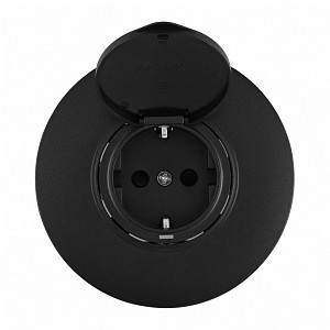 Розетка с заземлением и шторкой, с крышкой SET08-1 SET08-1-41-1 black