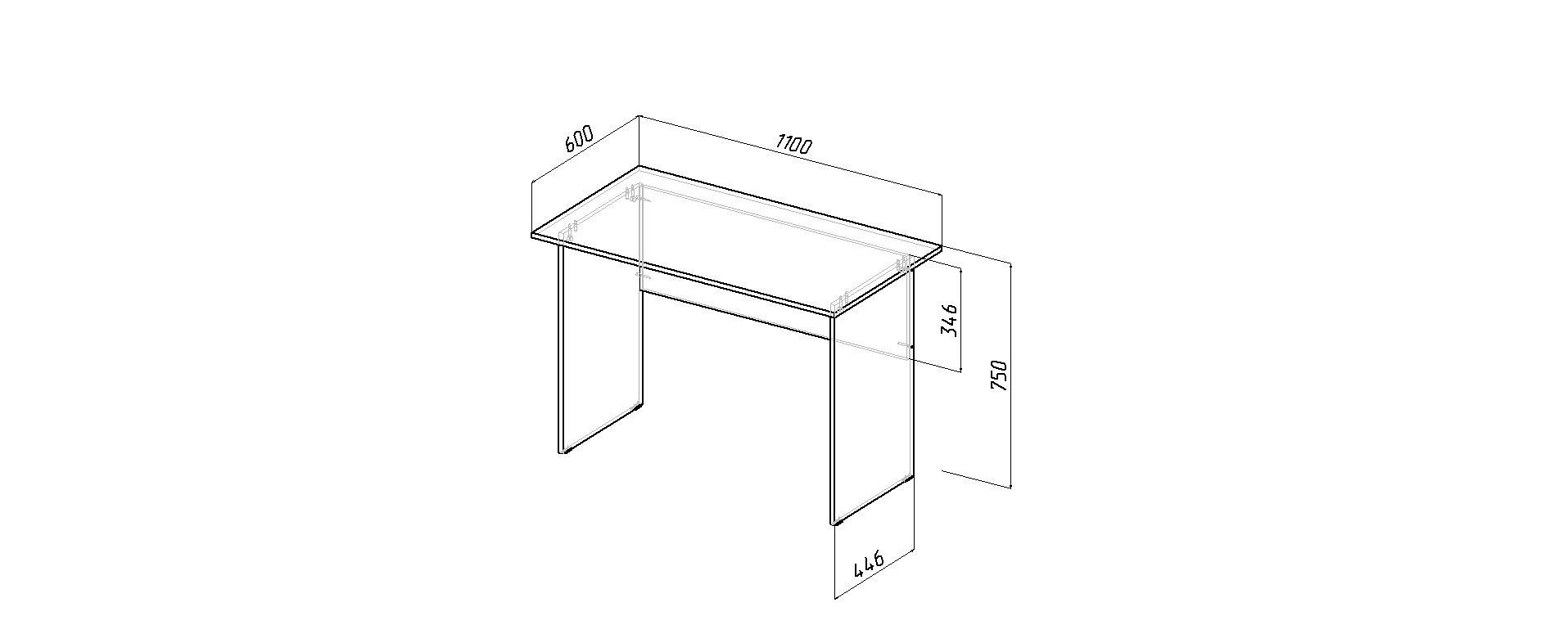 Стол письменный 1200х600х750 чертеж