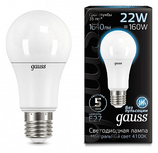 Лампа светодиодная [LED] Gauss E27 22W 4100K