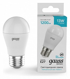 Лампа светодиодная [LED] Gauss E27 13W 4000K