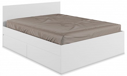 Кровать двуспальная Мадера  с ящиками  белый эггер
