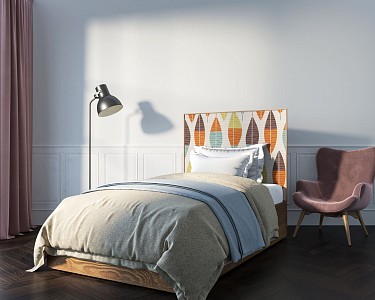 Полутораспальная кровать Berber Принт 48  коричневый, цветной рисунок Print 48  