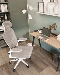 Кресло офисное TopChairs Airone, белый, сетка, ткань