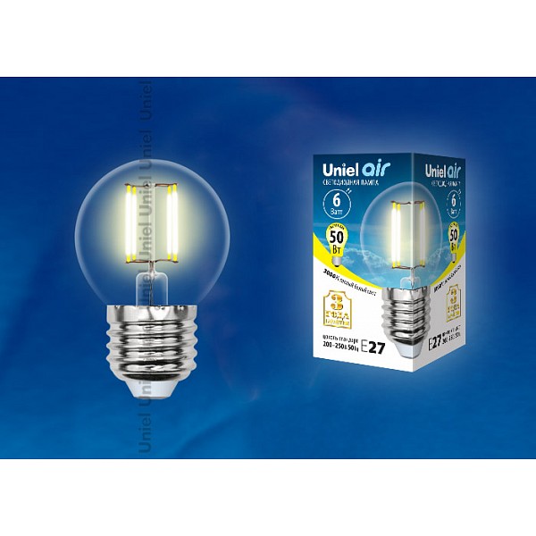 

Лампа светодиодная Air E27 220В 6Вт 3000K LED-G45-6W/WW/E27/CL GLA01TR картон, Air E27 220В 6Вт 3000K LED-G45-6W/WW/E27/CL GLA01TR картон