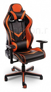 Игровое кресло Racer, оранжевый, черный, кожа искусственная