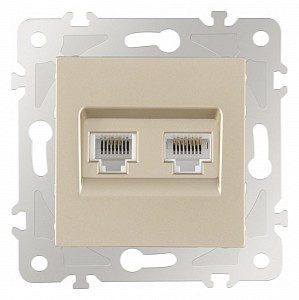 Розетка двойная RJ-11 и Ethernet RJ-45, без рамки 203.44-1.shampan