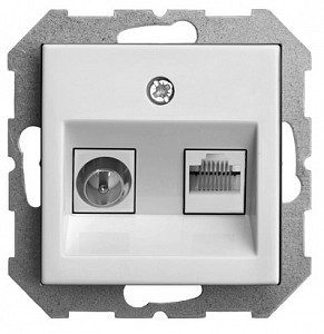 ТВ-розетка и розетка Ethernet RJ-45 без рамки EPSILON 28-023
