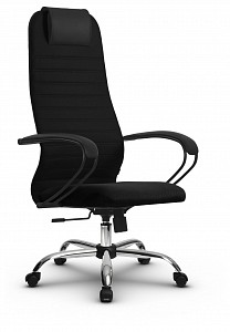 Кресло офисное SU-B-10, черный, ткань-сетка, экокожа