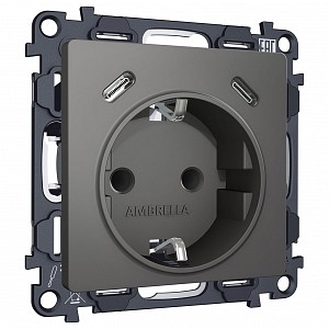 Розетка с заземлением и 2хUSB type C, без рамки ALFA MA660510