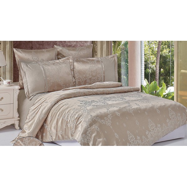 

Комплект евростандарт Satin jacquard, Бежевый, Satin jacquard