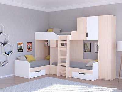 Кровать в детскую комнату Трио 2 RVM_TRIO-2-1-35