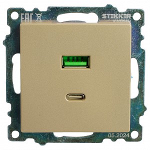 Розетка 2хUSB type A и C без рамки Катрин 50053