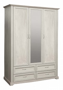 Шкаф 3-х дверный Сохо бетон пайн белый с патиной, зеркальный 