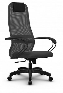 Кресло офисное SU-B-8, темно-серый, ткань-сетка, экокожа
