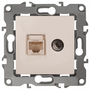 ТВ-розетка и розетка Ethernet RJ-45 без рамки Эра 12 12-3110-02