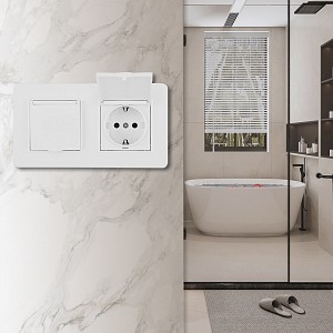 Розетка с заземлением и шторкой, с крышкой SET16-2 SET16-2-41-1x2 white