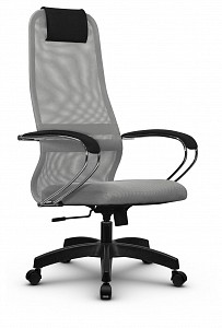 Кресло офисное SU-B-8, светло-серый, ткань-сетка, экокожа