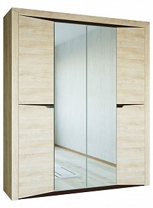 Шкаф 4-х дверный Версаль-5 (дуб сонома светлый, зеркальный) 
