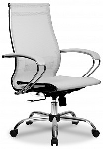 Кресло офисное МЕТТА-9(MPRU), белый, сетка, экокожа