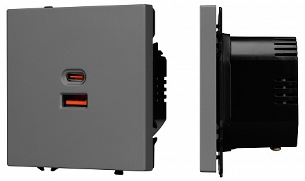 Розетка 2хUSB type A и C без рамки NOBE 054319(1)