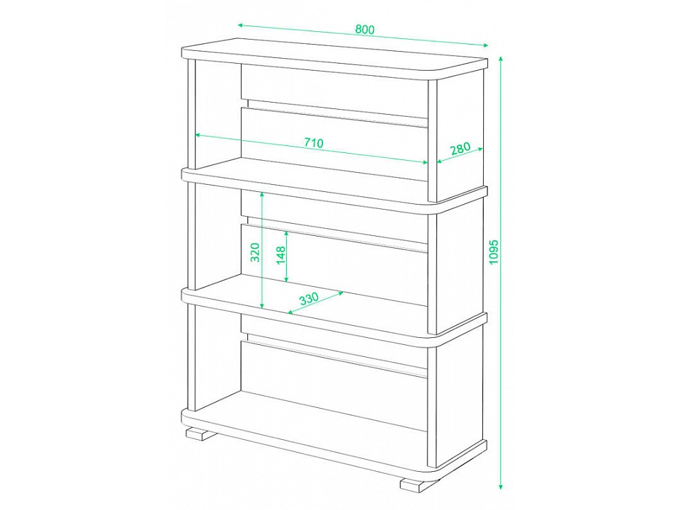 Стеллаж с закругленными углами