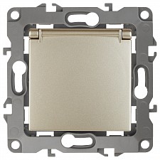 Розетка с заземлением и со шторкой, без рамки с крышкой Эра 12 12-2103-04