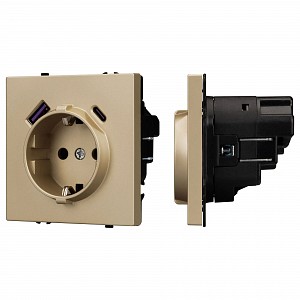 Розетка с заземлением и 2хUSB type A, без рамки SCT 054286 Розетка с заземлением и 2хUSB type A, без рамки SCT 054286