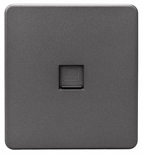Розетка Ethernet RJ-45 и со шторками, без рамки ROUND KR-78-0724-2