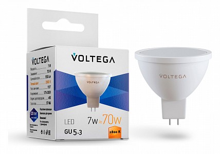 Лампа светодиодная [LED] Voltega GU5.3 7W 2800K