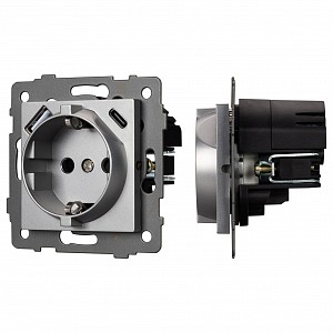 Розетка с заземлением и 2хUSB type A и C, без рамки SCT 49831