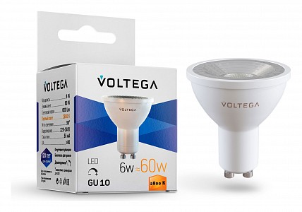 Лампа светодиодная [LED] Voltega GU10 6W 2800K