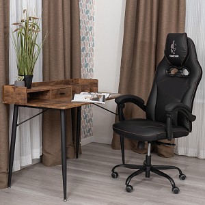 Геймерское кресло Arena, черный, черный карбон, кожа искусственная