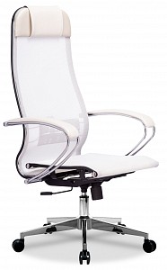 Кресло офисное МЕТТА-4(MPRU), белый, сетка, экокожа