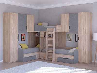 Кровать в детскую комнату Трио 3 RVM_TRIO-3-22-10