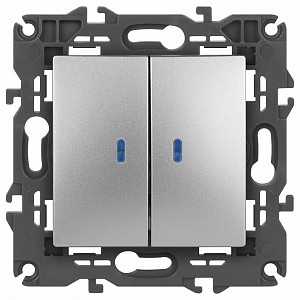 Выключатель двухклавишный с подсветкой без рамки Эра Elegance 14-1105-03