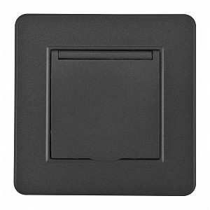 Розетка с заземлением и шторкой, с крышкой SET16-1 SET16-1-41-1 black