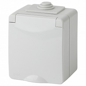 Розетка с заземлением с крышкой Эра Эксперт 11-2601-03