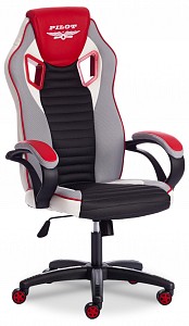 Кресло офисное Pilot, красный, серый, черный, кожа искусственная, ткань