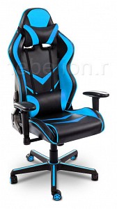 Игровое кресло Racer, голубой, черный, кожа искусственная