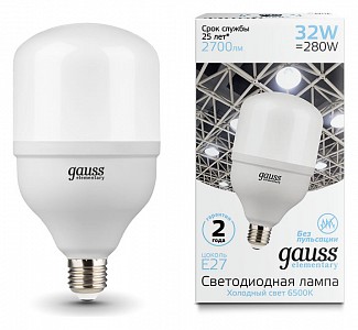 Лампа светодиодная [LED] Gauss E27 32W 6500K