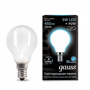 Лампа светодиодная [LED] Gauss E14 5W 4100K