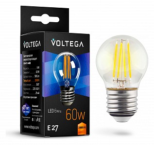 Лампа светодиодная [LED] Voltega E27 6W 2800K